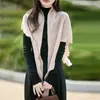 2025 Nuevo Otoño e Invierno Tejido de Lana Cardigan Chal Calado para Mujer Moda Versátil Holgado Color Sólido