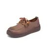 Zapatos Casuales Retro de Suela Gruesa Nuevos 2025, Zapatos de Piel, Zapatos Casuales con Cordones para Mujer, Zapatos sin Cordones