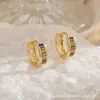 Pendientes de Aro de Cobre Incrustados Completamente con Zirconia Artificial de Colores Moda Europea y Americana Personalidad Pendientes Nuevo Diseño de Cielo Estrellado