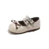 Zapatos de Princesa para Niñas 2026 Otoño Nuevo Estilo Lazo Infantil Correa de Doble Hebilla Niñas Pequeñas Suela Suave Antideslizante Zapatos Individuales Zapatos Pequeños de Cuero