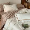 Sencillo de Lujo Set de Cuatro Piezas Jacquard 100% Algodón Ropa de Dormir Cubreduvet de Algodón Puro Sábana Juego de Tres Piezas para Dormitorio Ropa de Cama