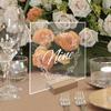 BT056-060 acrílico transparente tridimensional 2 mm placa de número de mesa de boda placa de asiento de mesa decoración de mesa DIY