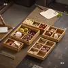 Plato de Frutas de Nueve Compartimentos para Preparar Té Junto a la Estufa, Bandeja de Madera con Compartimentos Divididos, Plato Lateral para Olla Caliente