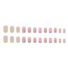 Uñas de longitud media color dopamina raya arcoíris belleza de uñas brillante francés uña postiza terminada belleza pieza de uña uñas