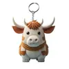 Novo produto transfronteiriço: chaveiro plano de acrílico colorido em formato de vaca de desenho animado, argola de chaveiro e pingente para carro/mochila