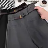 Shorts de Traje Negros Sueltos de Pierna Recta para Mujer Primavera/Verano Nuevos de Cintura Alta Estilo Coreano Pantalones Casuales Ropa Exterior Shorts de Línea A Shorts de Glúteo