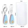 Acero inoxidable 304 Juego de vajilla para niños creativo cuchara para bebé Tenedor para bebé comida complementaria entrenamiento vajilla portátil