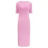 Vestido Plisado Efecto Ola de Agua, Nuevo Estilo de Verano, Vestido Bodycon de Longitud Media Adelgazante y Elegante para Mujeres Petites