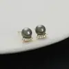Outono e Inverno novo estilo brincos de tarraxa elegantes com zircônia incrustada agulha de prata S925 feminina brincos de pérola franceses retrô brincos simples requintados