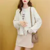 Nuevo y Elegante Suéter Cardigan Otoño/Invierno 2026 para Mujer, Estilo Coreano, Corte Holgado, Cuello en V, Top Corto de Punto, Casual