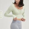 Ropa de Yoga de Manga Larga para Mujer Otoño e Invierno Hilo Nuevo Estilo Una Pieza Ajustada Adelgazante Ropa de Fitness con Almohadilla en el Pecho
