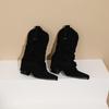 Pantalones de Mujer Botas Ante Tacón Grueso Tacón Alto Color Caramelo Slip-On Botas de Vaquero Occidental de Caballero Botas de Media Caña para Mujer Botas Cortas