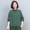 Sudadera de pana de color liso para mujer 2025 Otoño Tendencia Moda Elegante Cremallera Cuello alto Holgada
