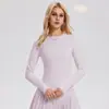 Conjunto Esportivo Caijue para Mulheres, Corte Slim, Top de Yoga de Secagem Rápida, Conjunto de Duas Peças com Saia de Badminton para Fitness de Manga Longa