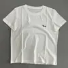 Camiseta Bordada Listrada Estilo Coreano de Manga Curta para Mulheres, Nova para o Verão, Solta, Emagrecimento, Versátil, Casual, Gola Redonda, Ombro Normal, Top Tendência
