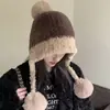 Nuevo Gorro Lindo Estilo Coreano de Tres Bolas para Otoño e Invierno con Forro Polar Grueso Cálido de Punto para Ciclismo Protección para los Oídos Pasamontañas a Prueba de Viento