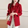 Nuevo Abrigo de Lana Doble Cara Color Camello 2026 para Mujeres Petites, Abrigo de Lana Cachemir Versátil Casual para Mujer Otoño e Invierno