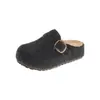 Gu Yun Meias-pantufas Fechadas Estilo Birkenstock com Solado Grosso de Feltro para Mulheres, Uso Externo, Novo Outono/Inverno 2026, Pantufas de Algodão com Pelúcia/Veludo
