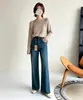 ¡Pantalones de pierna recta, corte ajustado! Versiones gemelas de jeans rectos de elasticidad cuádruple para mujer, con un diseño retro, adelgazante y fluido, y una silueta de pierna estrecha y amplia.