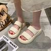 Pantuflas de cuero de suela gruesa para mujer para el verano 2024, nuevas chanclas de alta gama para celebridades de Internet, sandalias casuales