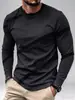 Camiseta Casual Holgada de Manga Larga con Cuello Redondo para Hombre Transpirable Ligeramente Elástica Top Cómodo para Verano Uso Diario Deportes y Salir