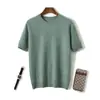 Otoño e Invierno 2024 Tops de Manga Corta y Media de Cachemira para Hombre Suéter de Cachemira Elegante de Color Puro Mangas Medias y de Tres Cuartos