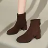 Botas Martin de Tacón Grueso con Flocado para Mujer 2026 Tendencia Elegantes Nueva Temporada Otoño Invierno Botines Delgados con Felpa Talla Grande Tacón Alto