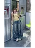 Jeans Anchos Rasgados de Cintura Alta Estilo Retro Americano para Mujer, Pantalones Sueltos de Pierna Recta de Longitud Completa, Estilo Primavera Nuevo