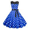 Fornecimento de fábrica quente 2022 novo polka dot sem mangas costura de renda moda vestido de festa impresso