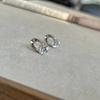 Moda Japonesa y Coreana, Sencillos, Exquisitos, Pequeños, Lindos, Circonita Brillante, Elegantes Pendientes de Aguja de Plata 925 para Uso Diario
