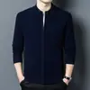490g 100% Lana Pura Engrosada Chaqueta Suéter de Lana de Negocios para Hombre 2026 Otoño/Invierno Cuello Alto Cálido Cárdigan para Hombre