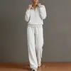 Otoño 2026 Nuevo Moda Transfronteriza Europea y Americana Ropa para Mujer Casual Cremallera Color Sólido Top y Pantalones de Pierna Ancha Conjunto de Dos Piezas