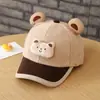 Chapéus Infantis para Primavera e Outono, Boné Estilo Bico de Pato com Estampa de Ursinho para Meninos e Meninas, Boné de Baseball Cartoon Fofo para Uso ao Ar Livre