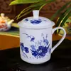 Taza de Té de Cerámica Jingdezhen, Taza Grande de Hueso de Porcelana con Tapa, Taza de Oficina Individual, Taza de Conferencia, Se Puede Imprimir con Logo y Nombre