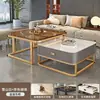 Mesa de Café de Piedra Sinterizada Sala de Estar Hogar Moderno Minimalista Apartamento Pequeño 2026 Nueva Mesa de Café Cuadrada de Vidrio Apartamento Pequeño