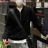 Suéter de punto para hombre con media cremallera y cuello alto para otoño e invierno, casual y elegante, marca de moda, top de punto holgado para usar en capas