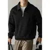 Sudadera Casual de Algodón Retro Hilo Bicolor Color Contrastante Imitación Mezclilla para Hombre Otoño/Invierno Media Cremallera Forro Polar Cuello
