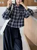 Elegante camisa de cuadros para mujer, nueva colección de primavera y otoño, moderna, rejuvenecedora, versátil, adelgazante, chaqueta corta casual, top de moda