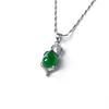 Colgante de gema esmeralda retro europea y americana, cadena de clavícula de oro blanco con temperamento coreano, collar Tanabata de turmalina verde y diamante.
