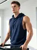 Chaleco sin mangas elegante y estilizado para hombre, verano, corte slim, para exteriores, para correr, deportes, con capucha, top para ir al trabajo, venta al por mayor