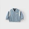 Uniforme de Beisebol Infantil de Desenho Animado 2025 Novo Outono Moda Infantil para Meninos Estilo Coreano Jaqueta com Etiqueta Moda Bebê Tendência de Roupa de Outono