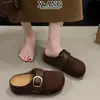 Sapatos Birkenstock femininos de couro genuíno com sola grossa, nova coleção outono 2026, tamancos slip-on de bico fechado para uso externo