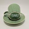 Taza de café y platillo de cerámica gres estilo japonés para colgar de la oreja estilo ins, juego para té de la tarde en casa, taza de té y platillo de cerámica al por mayor