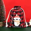 Novo Natal xadrez saco de algodão janela cordão espartilho saco de doces de Natal Natal xadrez de algodão espartilho bolso