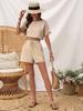 Traje elegante de verano con nuevo diseño, moderno, de manga corta y pantalones cortos, para mujer, 5116