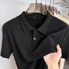 Camiseta de Manga Corta para Hombre de Lujo Ligero, Nuevo Estilo Veraniego, Camisa Polo Versátil de Seda Helada con Cuello para Papás de Edad Media
