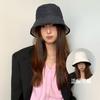 Chapéu Bucket Jeans Estilo Japonês Retrô Reversível para Mulheres, Versátil, Emagrecimento Facial, Proteção Solar, Circunferência da Cabeça Grande