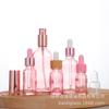 Rosa transparente essência de vidro essência garrafa cabeça de borracha conta-gotas spray frasco 5ml-100ml cosméticos sub-engarrafamento