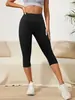 Pantalones de Yoga Populares de Talla Grande Europeos y Americanos para Mujer, Pantalones Capri de Bolsillo de Cintura Alta, Pantalones Deportivos de Ciclismo de Alta Elasticidad para Levantar Glúteos