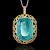 2025 Nueva Joyería Zhuangshengsheng Base de Cobre Chapado en Oro Colgante Hueco de Esmeralda Simulada Collar Piedra 20*28 Personalizado